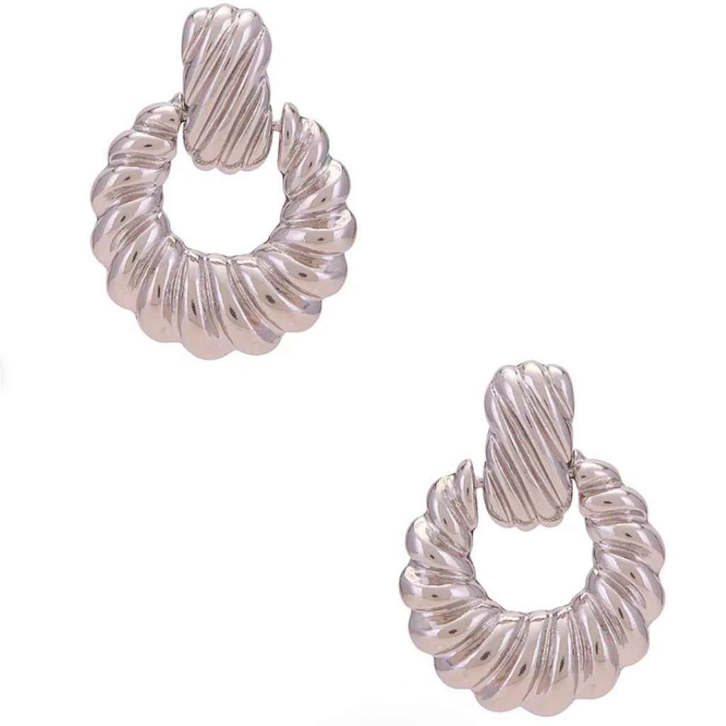 8 Other Reasons Rya Silver Twisted Door Knocker Hoop Earrings 31$